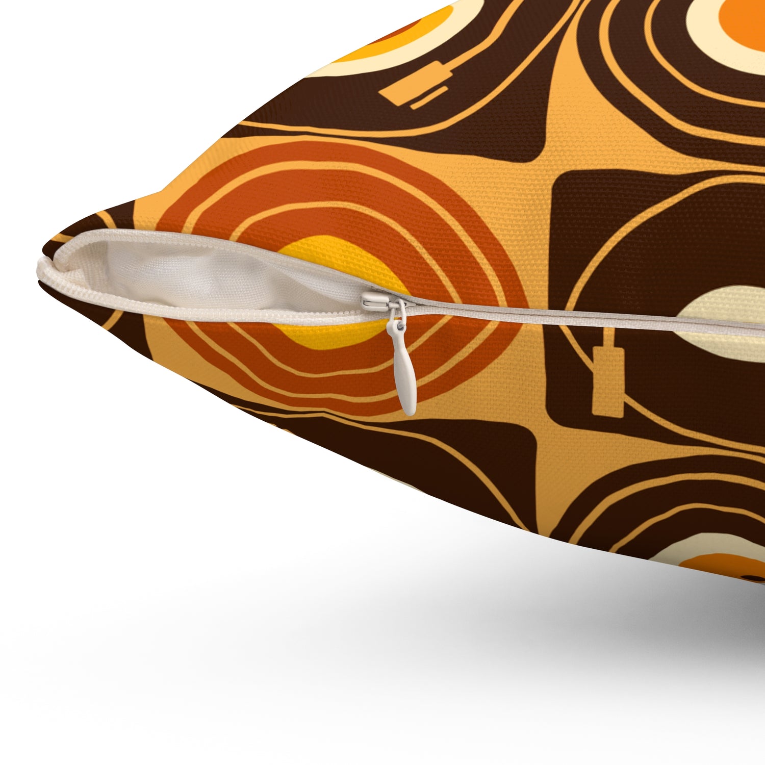 Groovy Retro Record Players, Brown Orange Yellow, Pillow Cover and Insert - Mid Century Modern Gal