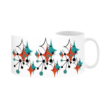 Mid Century Modern Atomic Starburst Sputnik Designed Large Colorful Mug (15oz) - Mid Century Modern Gal