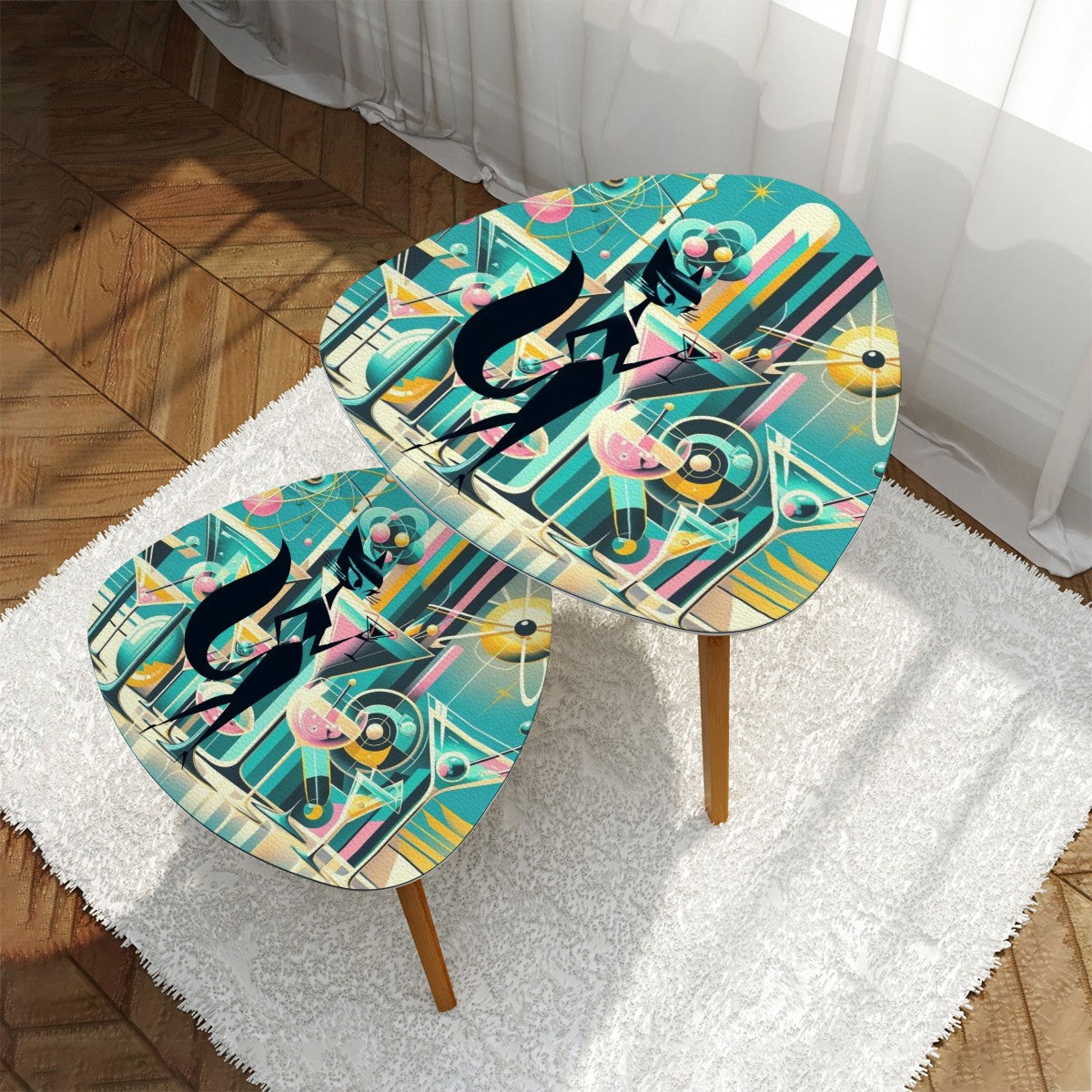 Mid Century Modern Barware Sexy Atomic Kitty Martini Retro Nesting Tables - Mid Century Modern Gal