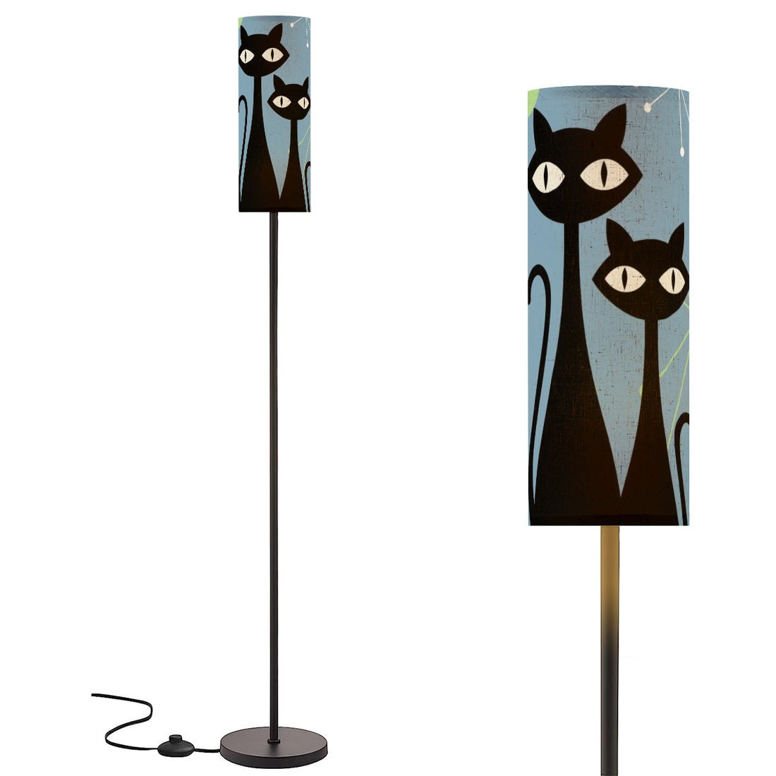 Atomic Cat Floor Lamp, Kitschy Fun Blue Boomerang Design Modern Floor Lamp - Mid Century Modern Gal