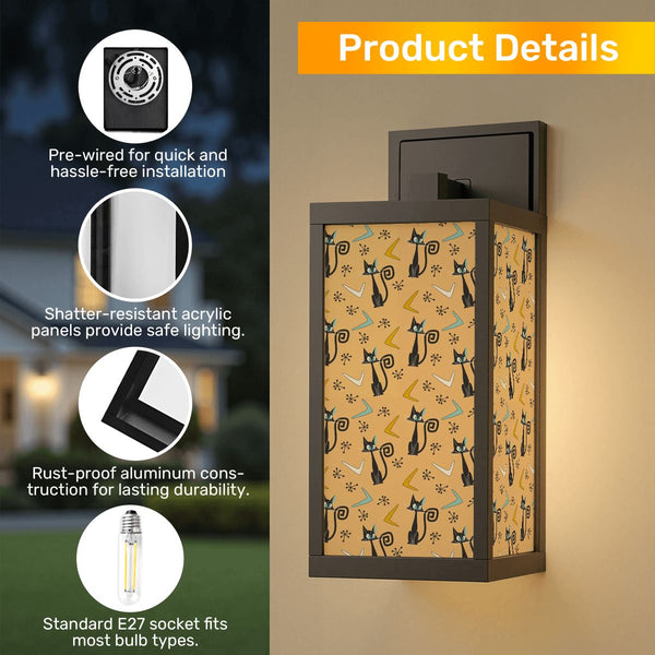 Atomic Cat Mid Mod Yellow Boomerang Starbursts Entry, Indoor Outdoor Sconces Patio Wall Light