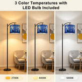 Halloween Stained Glass Style Night Sky Black Cat Arc Floor Lamp - Mid Century Modern Gal
