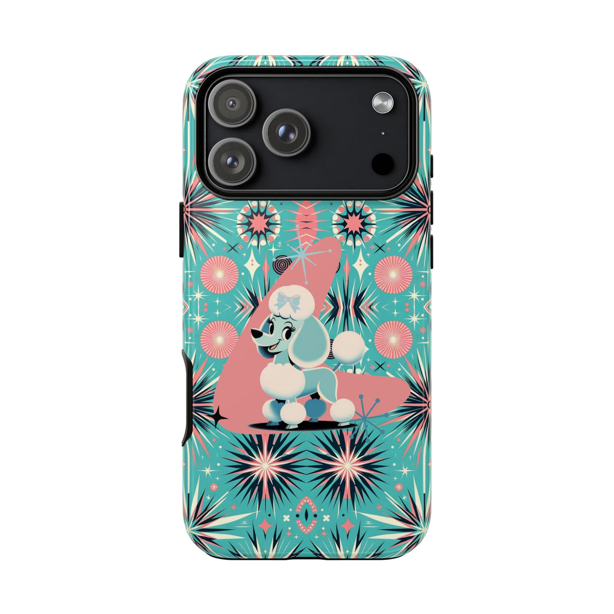 1950s Mid Century Modern Atomic Pink, Poodle Retro Smart Phone Tough Cases