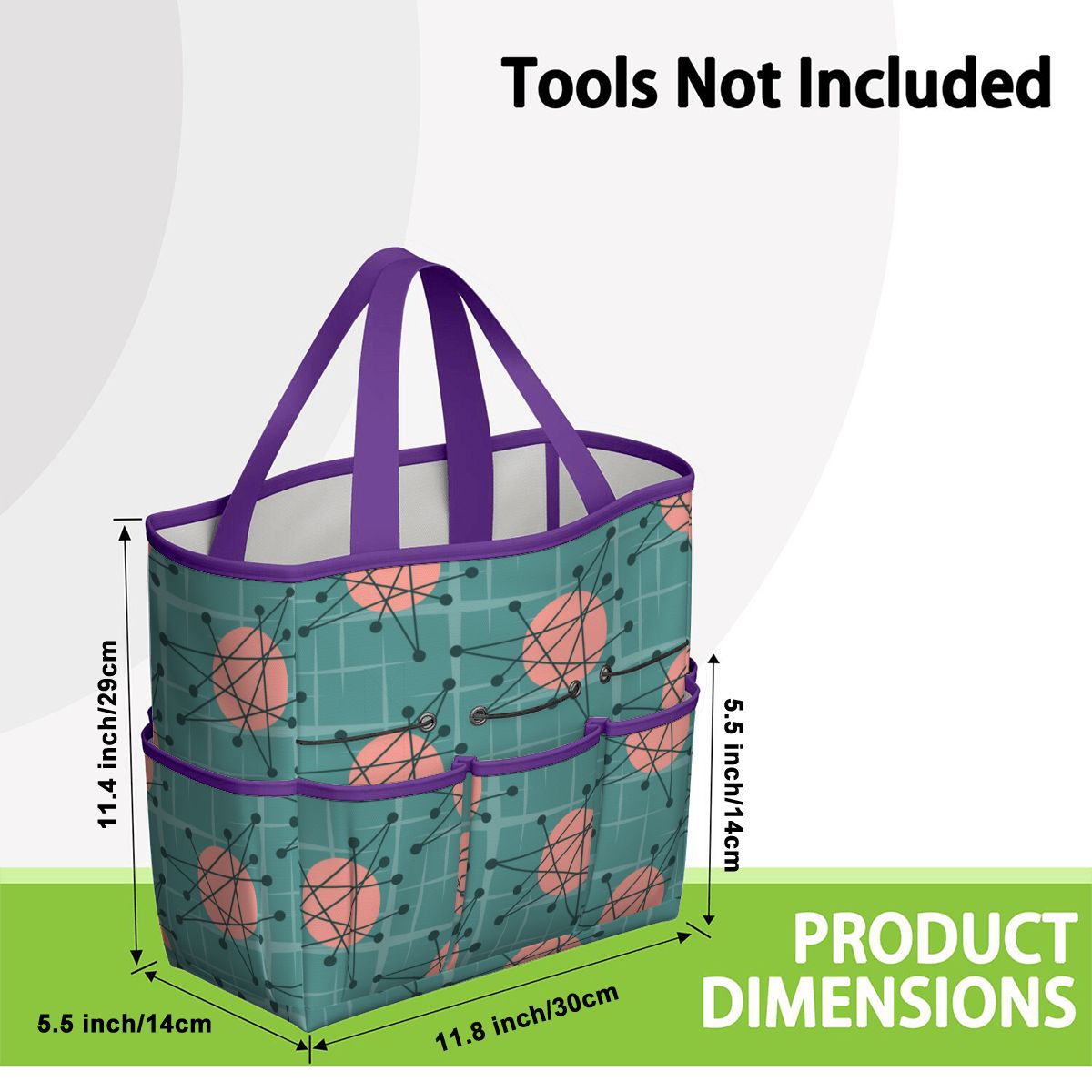 Mid Century Modern Atomic Starburst Teal Pink Garden Tool Bag