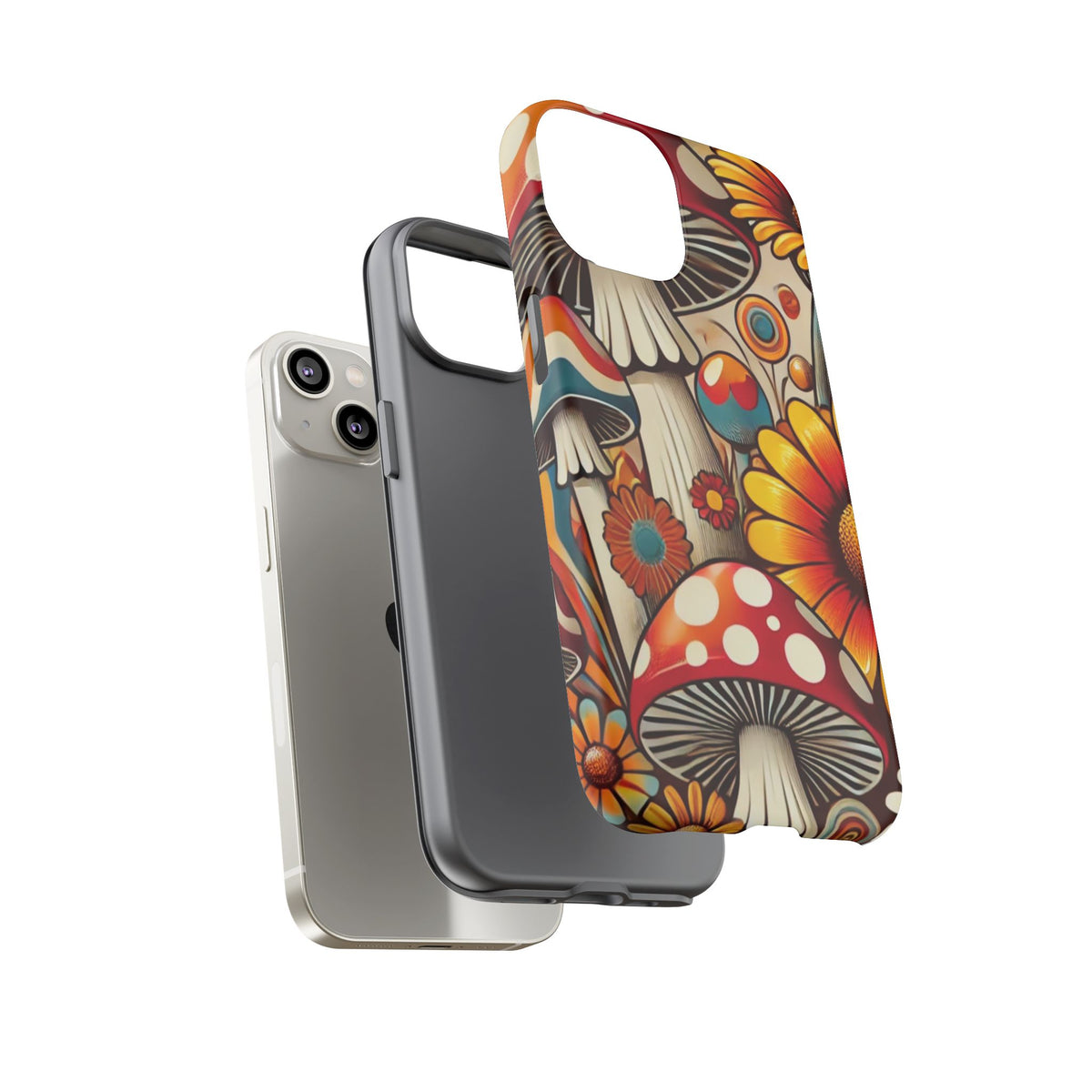 Colorful Mushroom Flower Phone Case - Boho Chic Design