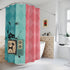 Atomic Kitschy Cat, Mid Mod Pink, Teal, Mint Green, Retro Shower Curtain - Mid Century Modern Gal