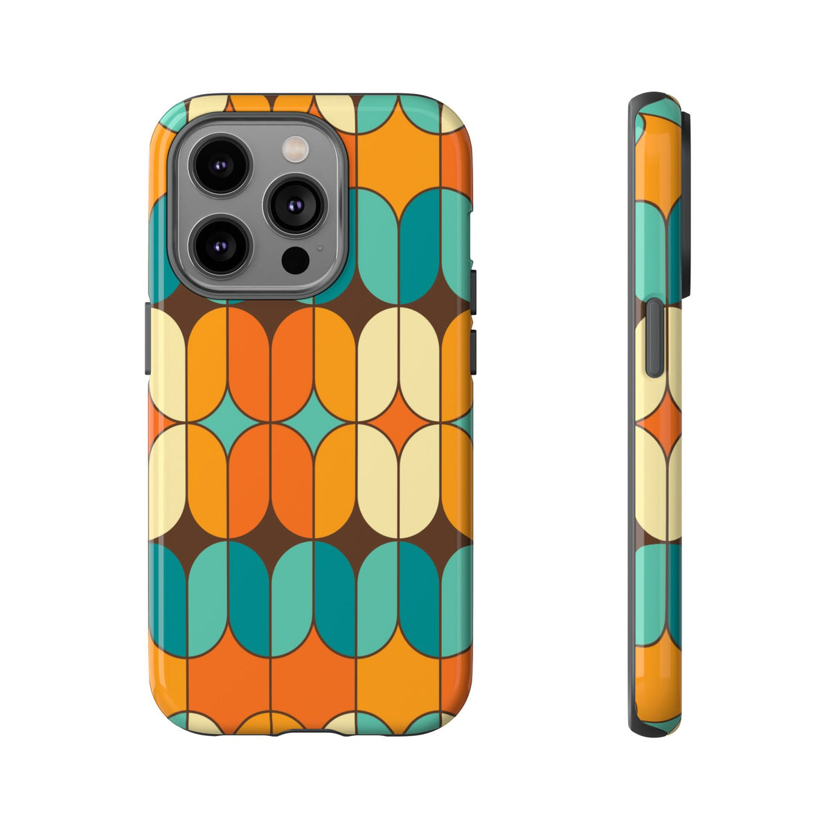 Mid Century Modern Orange, Teal Geometric Mod Designed Tough Phone Case