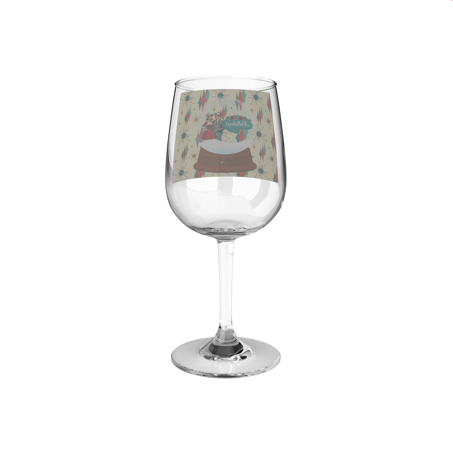 Mid Century Modern Christmas Kitsch Wine Glass