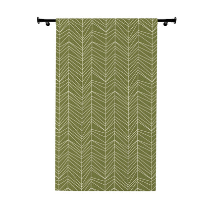 Mid Century Modern TIKI Grass Green Mod Window Curtain - Mid Century Modern Gal