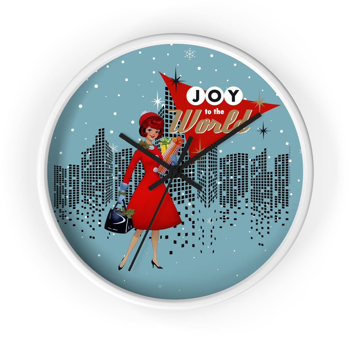 Mid Century Modern Christmas Clock, Retro Joy to the World Wall Clock – Vintage Holiday Decor - Mid Century Modern Gal