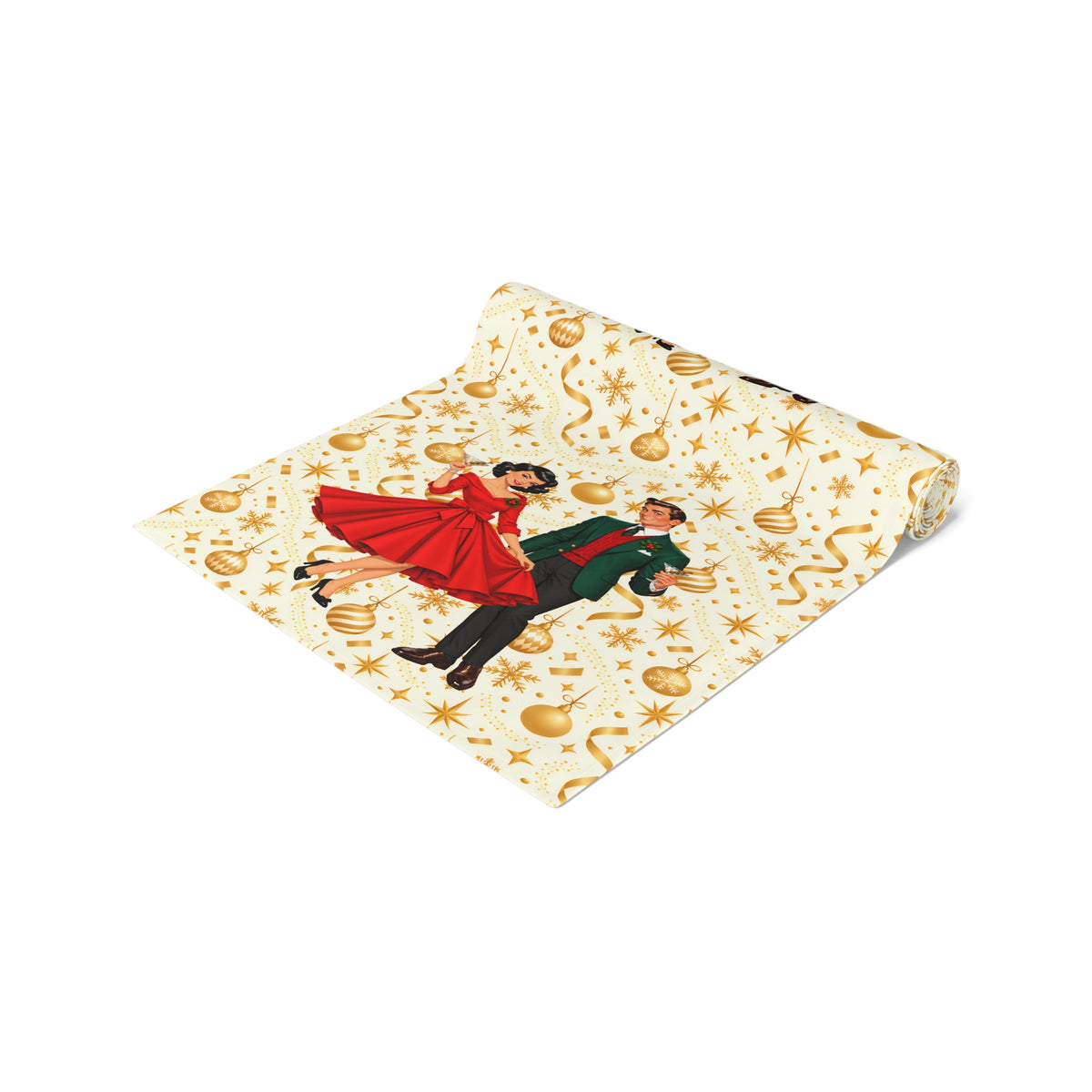 Mid Century Modern Christmas Party Martini Couple Table Runner