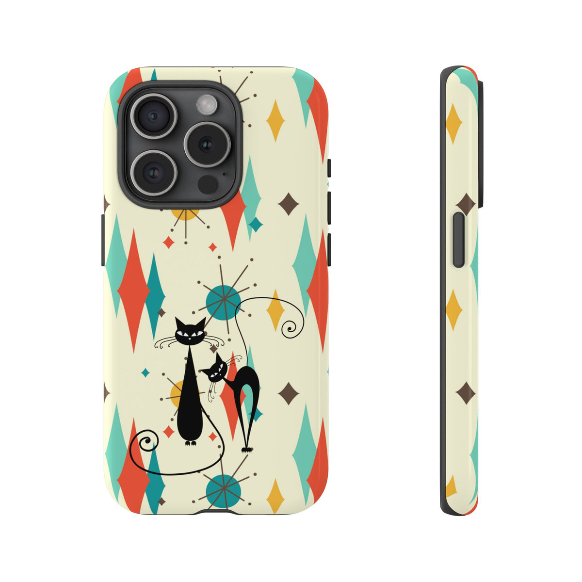 Atomic Kitty Cat, Mid Mod Franciscan Pattern, Kitsch Tough Phone Cases