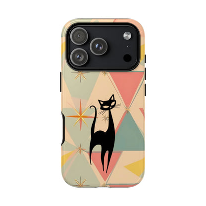 Atomic Cat Mid Mod Retro Cat Phone Case | Tough Cases with Vintage Vibe | Ideal for Cat Lovers