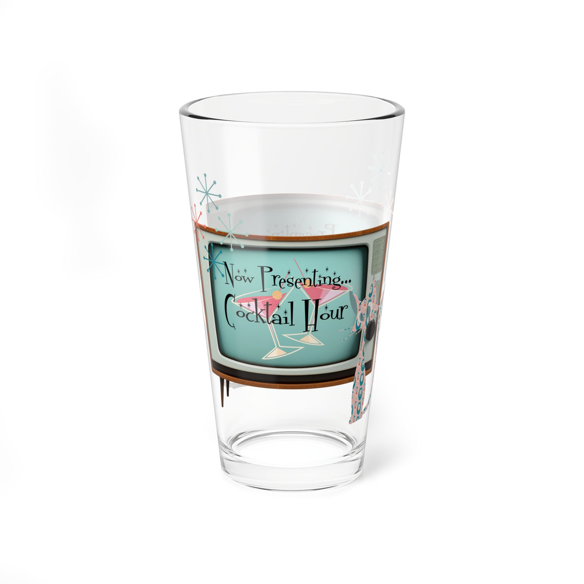 Atomic Kitsch, Black Cat Mid Century Modern Beer Glass, Mocktail, Cocktail, MCM Old TV 50s Style Glass - Mid Century Modern Gal