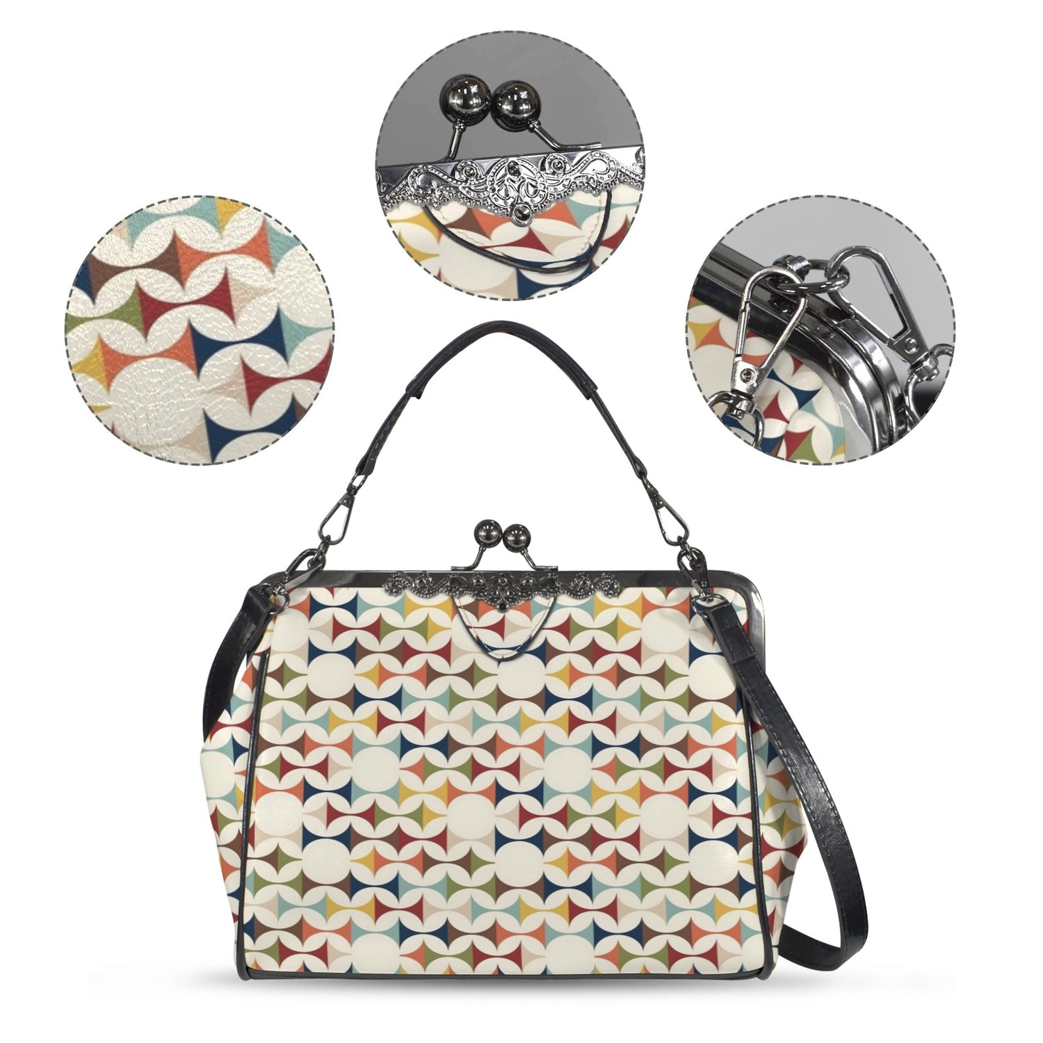 Mid Century Modern Scandinavian Designed Kisslock Crossbody Purse - Mid Century Modern Gal