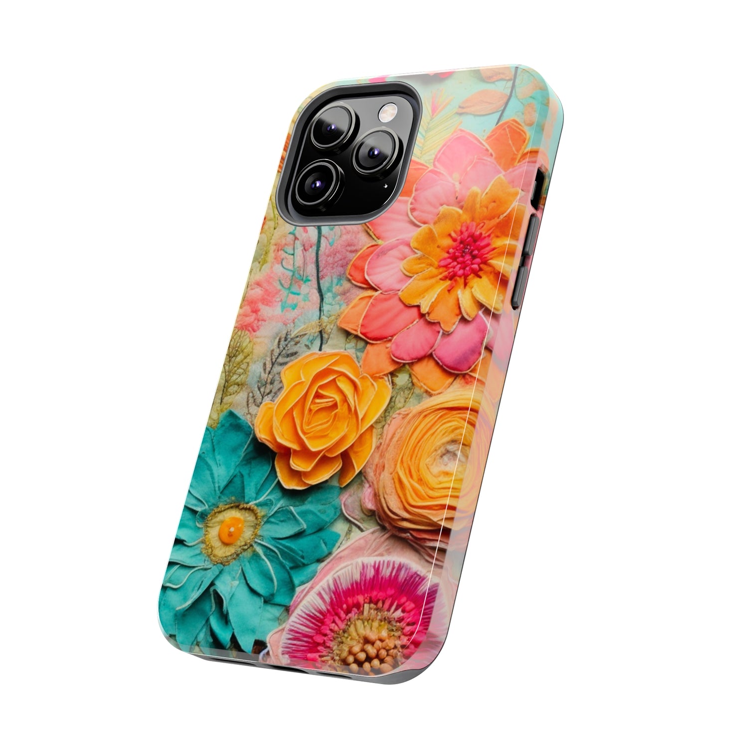 Boho Retro Floral Faux Pressed Flowers Smart Phone Tough Phone Cases