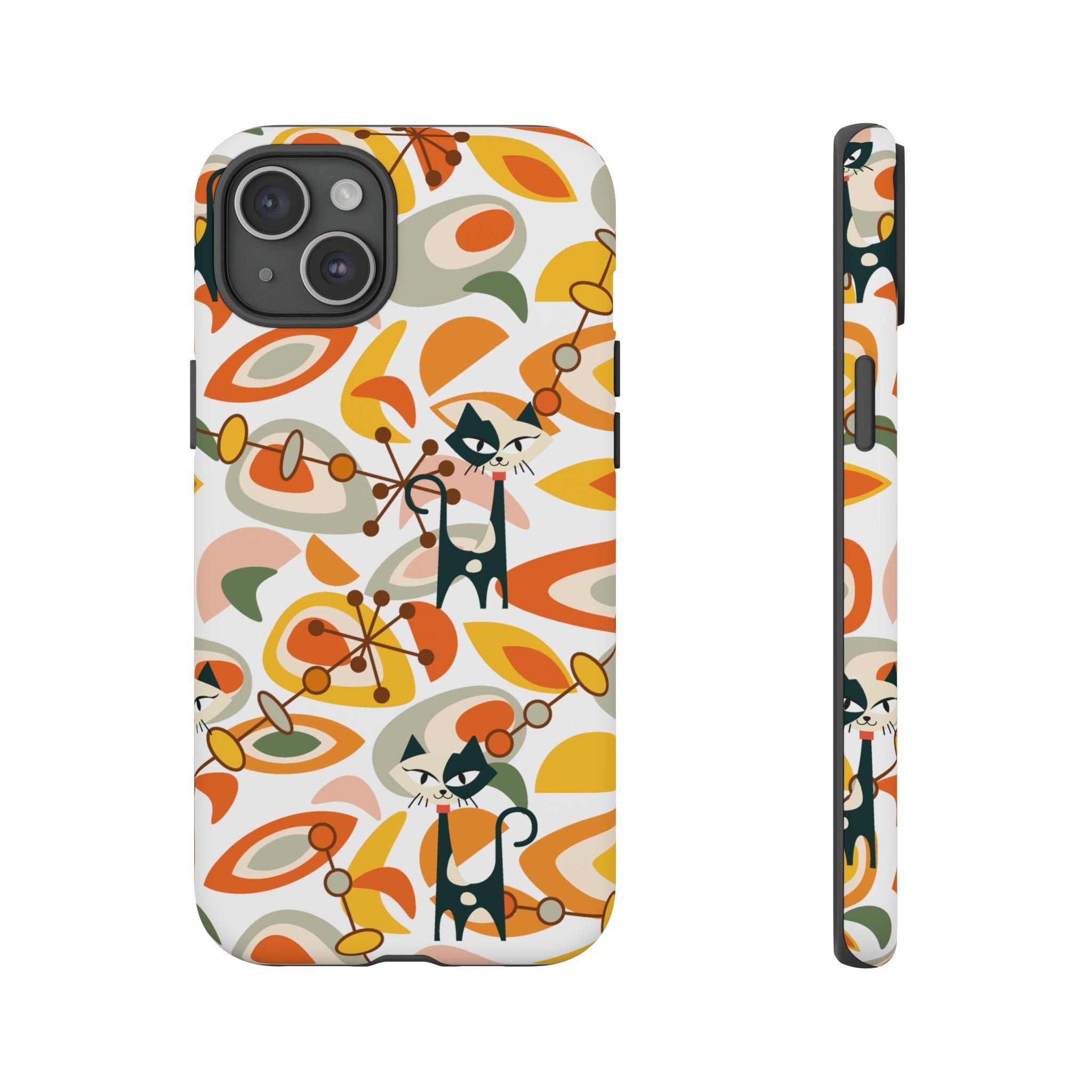 Atomic Cat Mid Mod Orange, Yellow, Groovy Cat Smart Phone Tough Cases