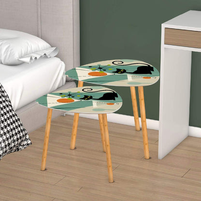 Atomic Cat Martini Cocktail Hour, Kitschy Mid Century Modern Nesting Tables - Mid Century Modern Gal