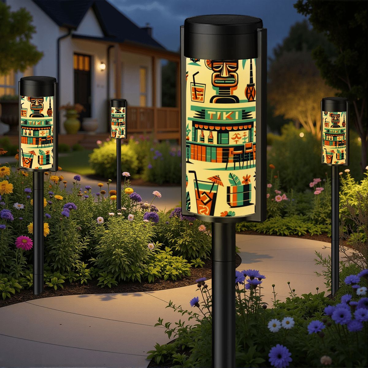 Mid Mod Tiki Time Retro Kitsch Outdoor Garden Mid Century Modern Solar Lights - Mid Century Modern Gal
