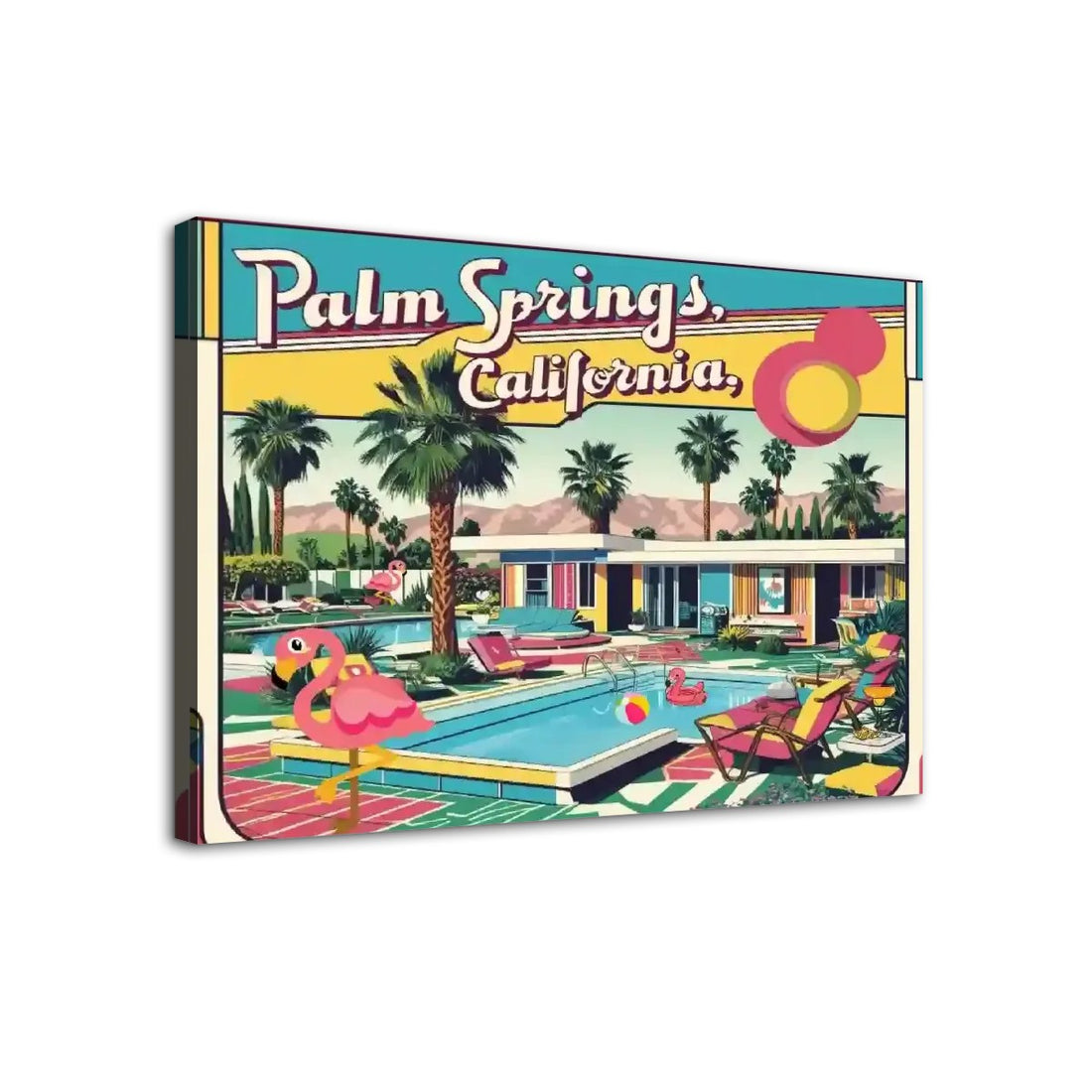 Palm Springs California Kitschy Flamingo Mid Century Modern Wall Art - Mid Century Modern Gal