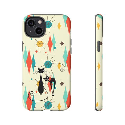 Atomic Kitty Cat, Mid Mod Franciscan Pattern, Kitsch Tough Phone Cases