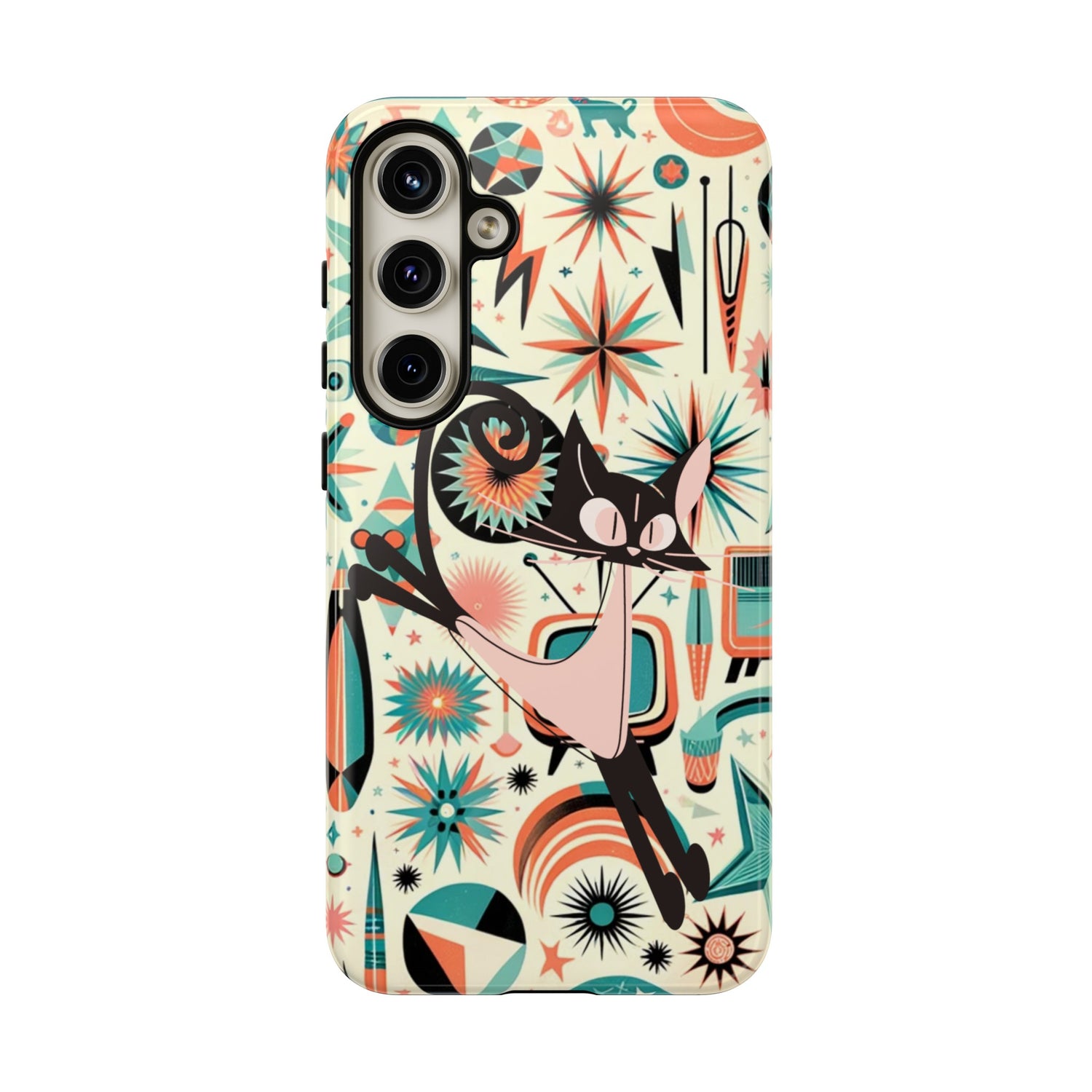 Atomic Kitty Boomerang Space Kitty Mid Century Modern Samsung, Smart Phone, Tough Cases