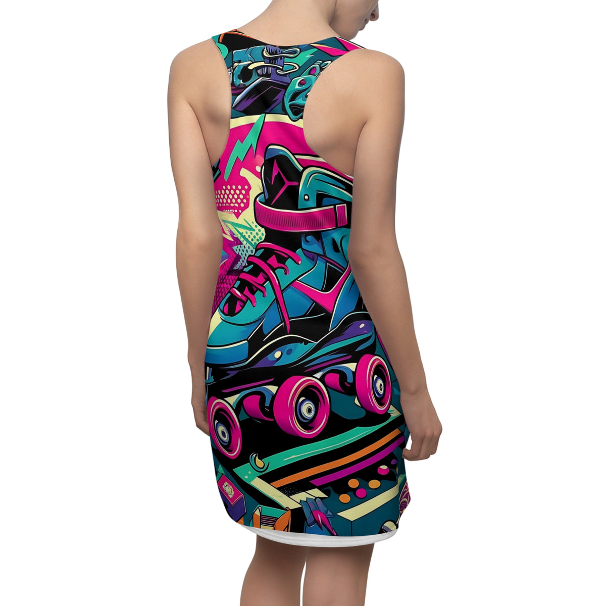 80s 90s Rollerskate Racerback Retro Groovy Women's Dress - Mid Century Modern Gal