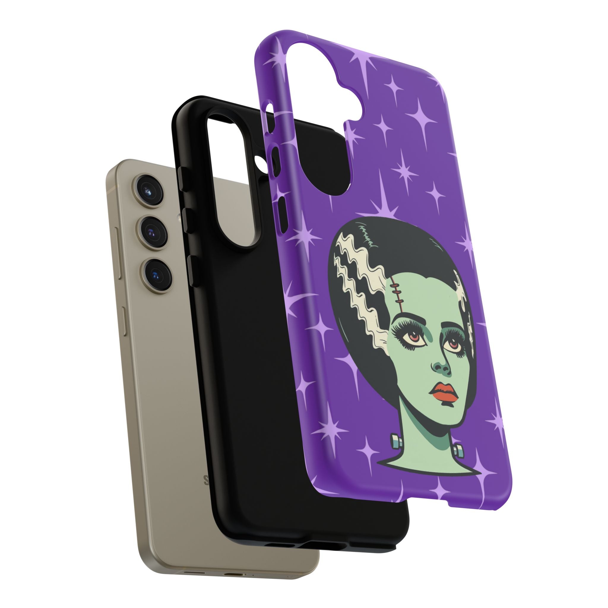 Bride of Frankenstein Retro Mid Mod Horror Buff Purple Halloween Tough Phone Case