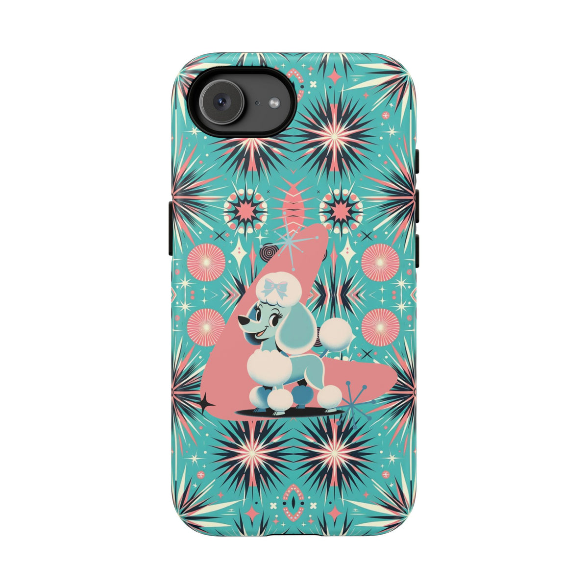 1950s Mid Century Modern Atomic Pink, Poodle Retro Smart Phone Tough Cases