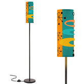 Mid Century Modern Orange, Teal Geometric Mod Atomic Floor Lamp - Mid Century Modern Gal