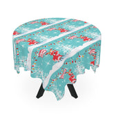 50s Mod Kitschy Couple Retro Christmas Aqua Red,  Holiday Tablecloth - Mid Century Modern Gal