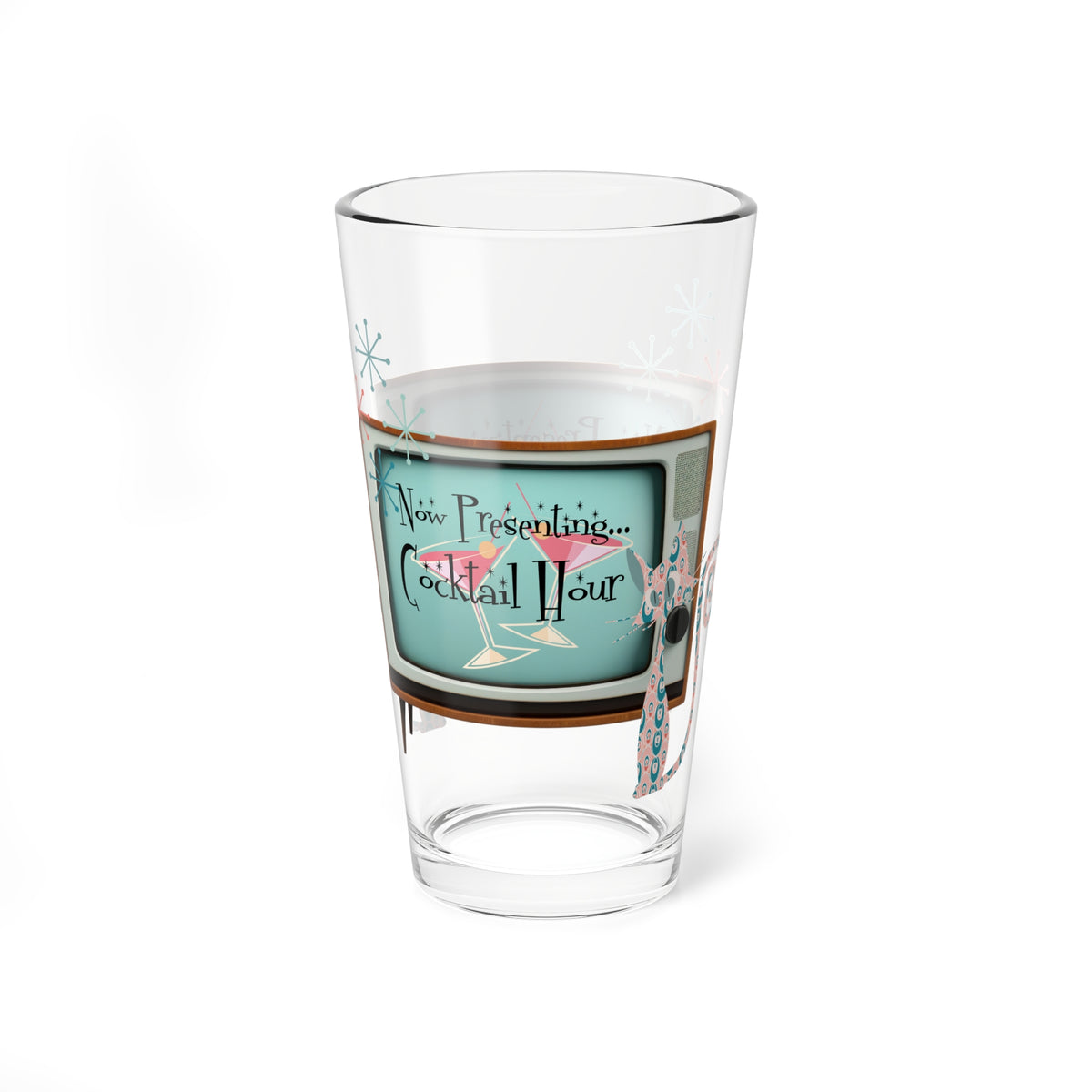 Atomic Kitsch, Black Cat Mid Century Modern Beer Glass, Mocktail, Cocktail, MCM Old TV 50s Style Glass - Mid Century Modern Gal