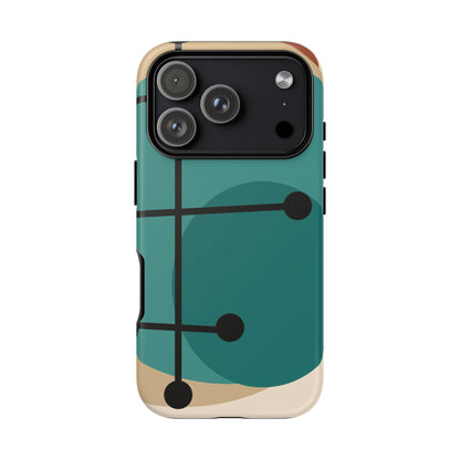 Mid Century Mod, Geometric, Retro Beige Teal Blue, Smart Phones Tough Phone Cases