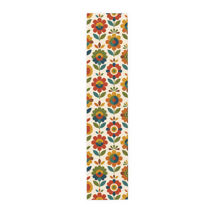 Mid Century Modern Scandinavian Floral Earth Tones Table Runner - Mid Century Modern Gal