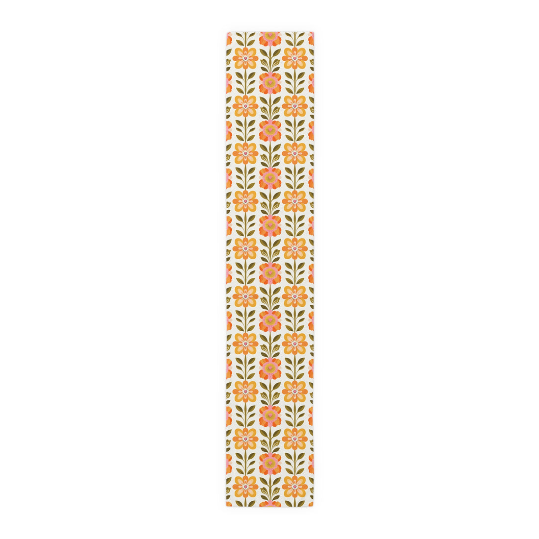 Mid Century Modern Scandinavian Floral Orange Yellow Green Boho Floral Table Runner - Mid Century Modern Gal