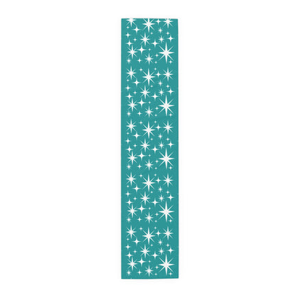 Mid Century Modern Atomic Starburst Aqua Blue Table Retro Table Runner - Mid Century Modern Gal