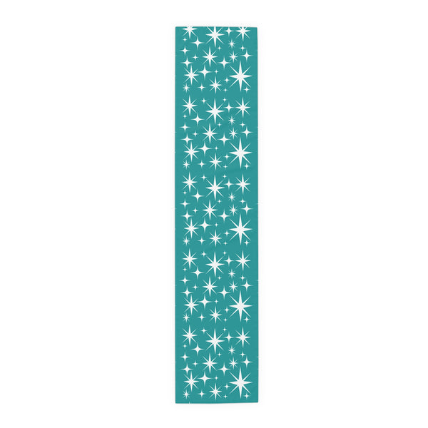 Mid Century Modern Atomic Starburst Aqua Blue Table Retro Table Runner