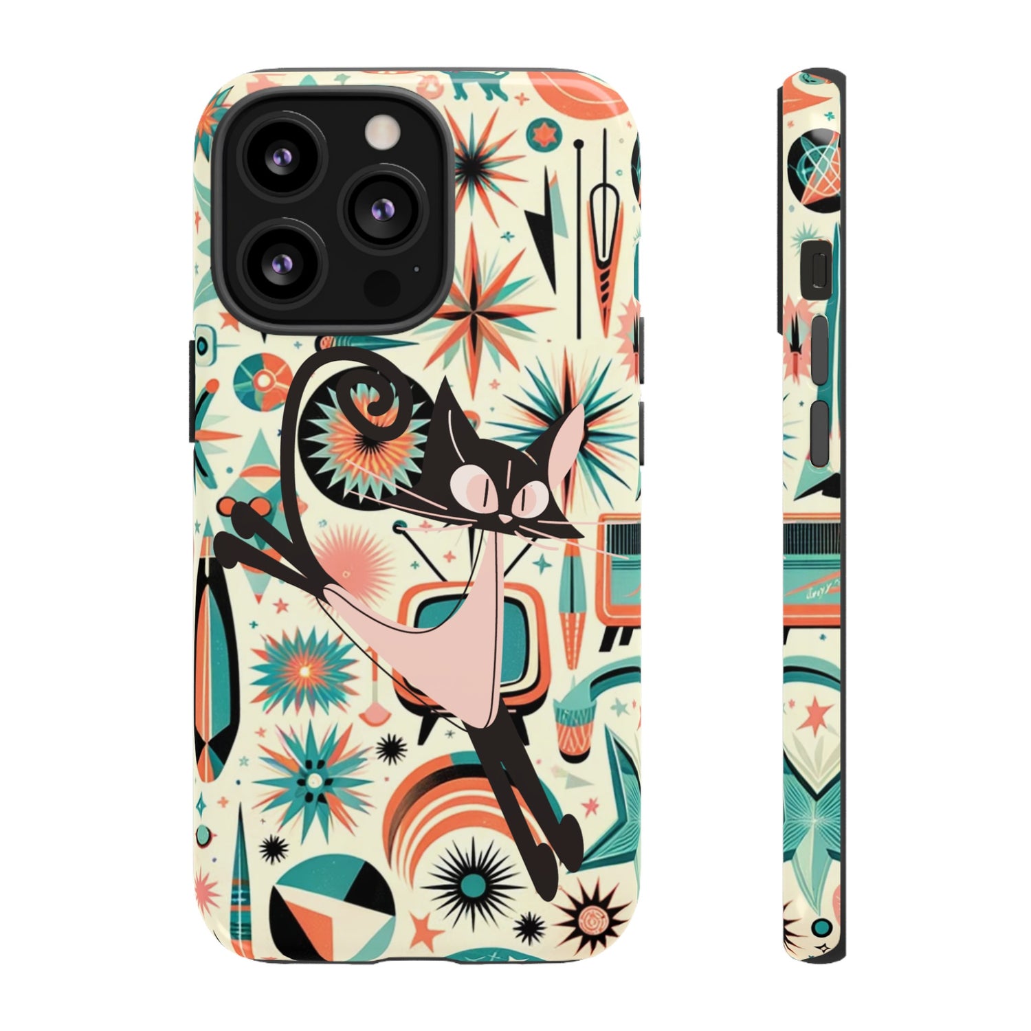 Atomic Kitty Boomerang Space Kitty Mid Century Modern Samsung, Smart Phone, Tough Cases