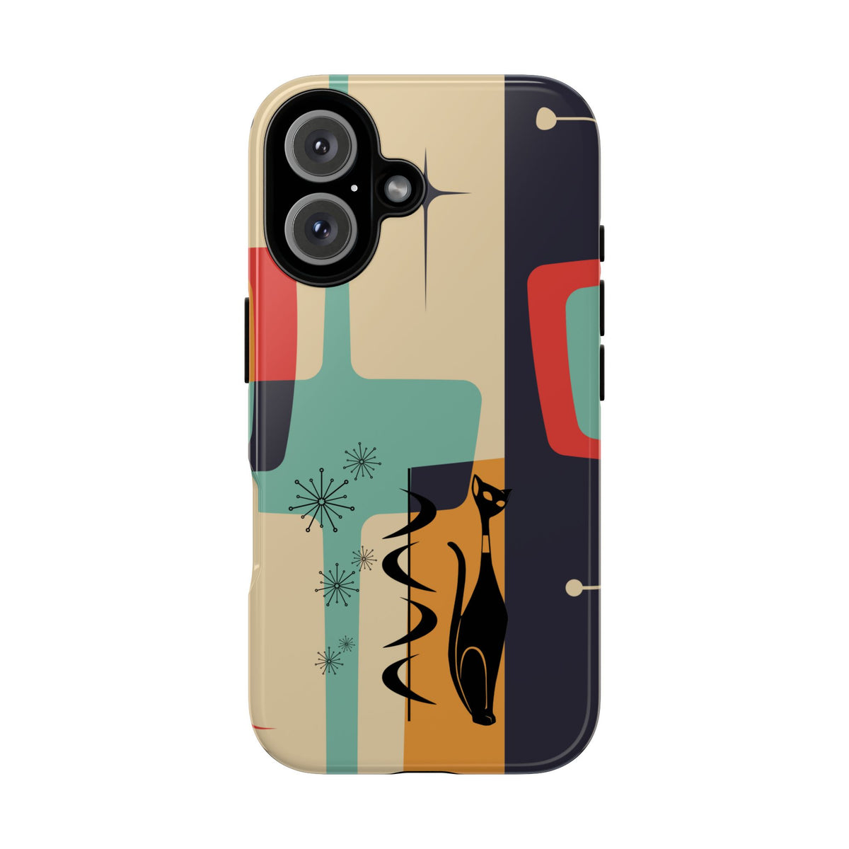 Mid Century Modern, Geometric, Atomic Cat Groovy Smart Phones Tough Phone Cases