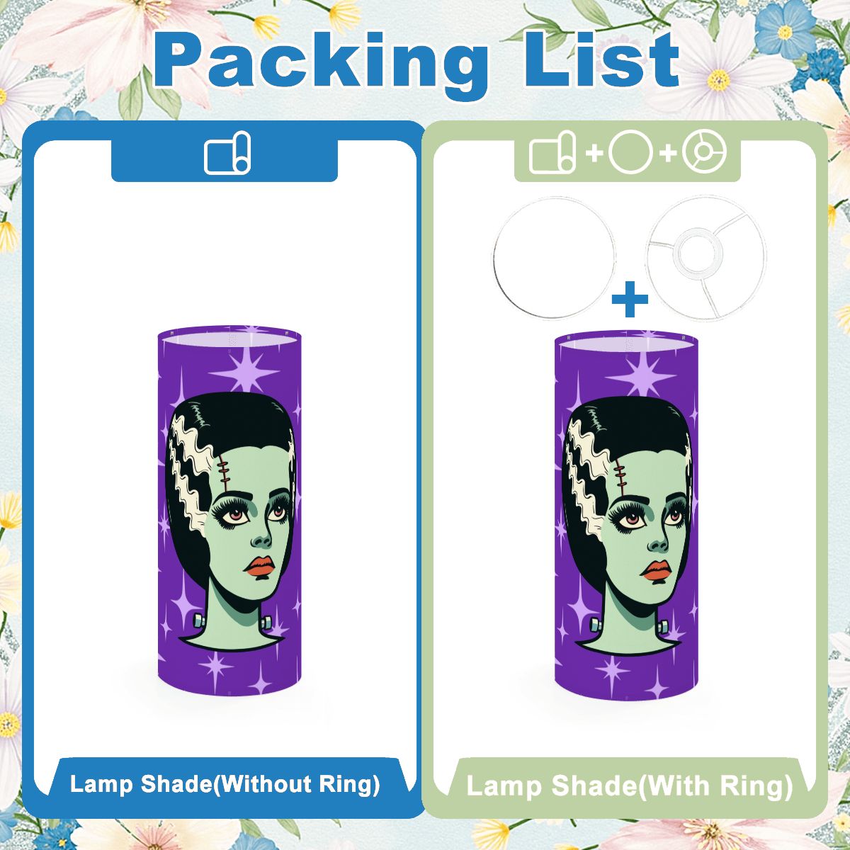 Bride of Frankenstein Retro Mid Mod Horror Buff Purple Halloween Slim Floor Lamp SHADE ONLY - For Slim Floor Lamps Only