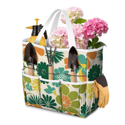 70s Flower Power Retro Groovy Mod Orange Yellow Teal Green Garden Tool Bag - Mid Century Modern Gal