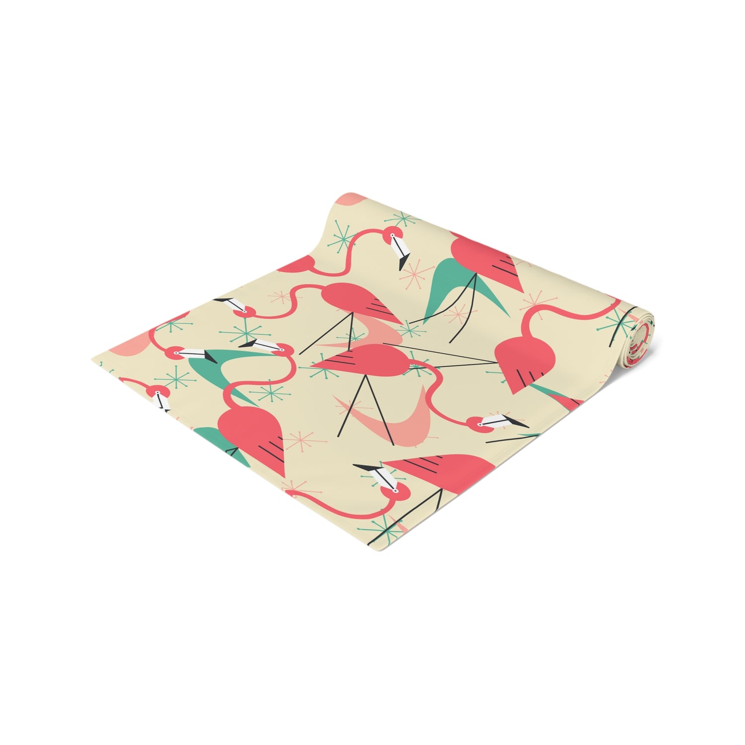 Retro Kitschy Tropical Flamingo Summer Vibes, Palm Spring California Table Runner for Summer Parties &amp; Home Decor - Mid Century Modern Gal