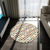 Scandinavian Mid Century Modern Geometric Round Rug - Colorful Modern Design For All Living Areas - Mid Century Modern Gal