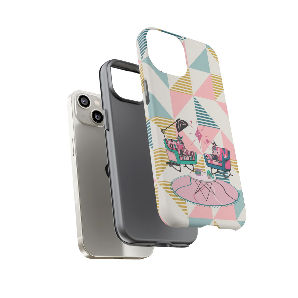 Atomic Cats Reading, Book Talk, Book Lover, Retro Chic Phone Case with Retro Vibe - Cozy Living Room Design