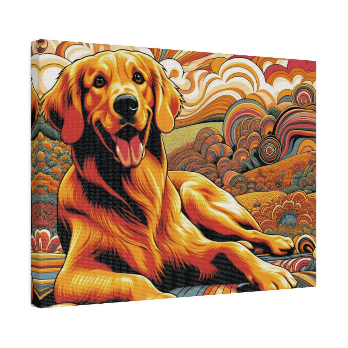 Golden Retriever Gift, Retro Wall Art, Groovy Hipster Style Mod, Golden Mom Dog Lover Wall Art - Mid Century Modern Gal
