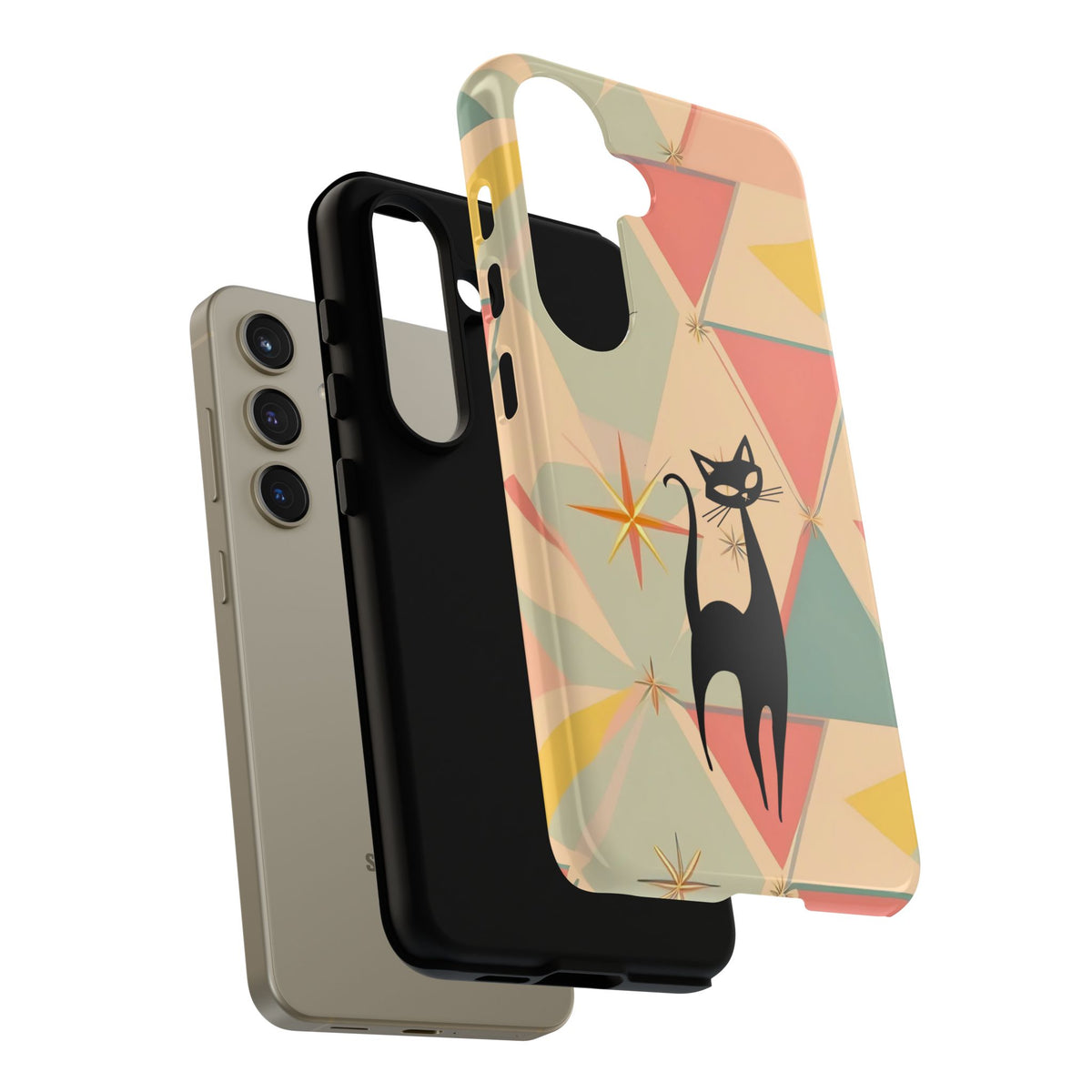 Atomic Cat Mid Mod Retro Cat Phone Case | Tough Cases with Vintage Vibe | Ideal for Cat Lovers