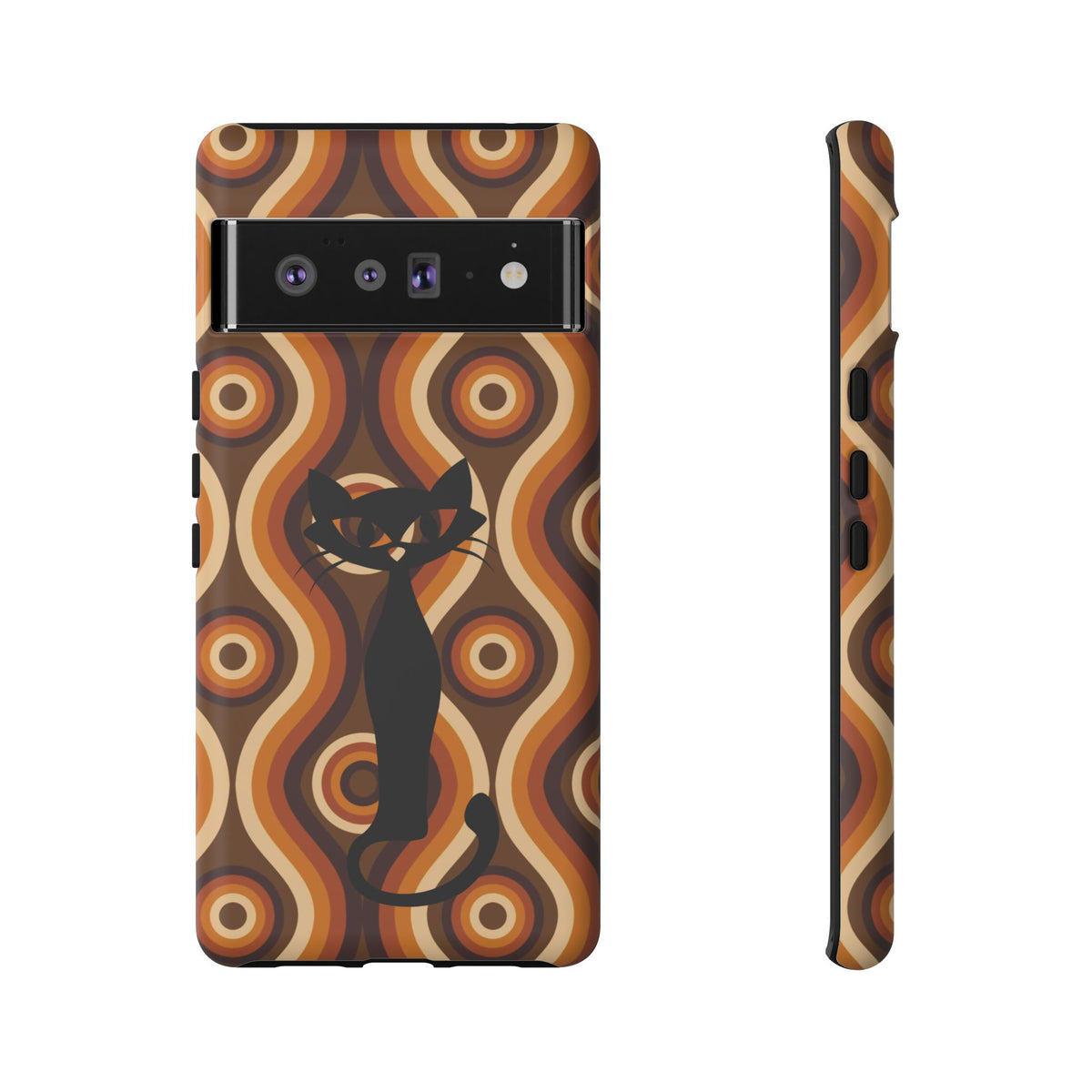 Retro Phone Case, Groovy Brown, Atomic Kitsch Cat Tough Smart Phone Cases