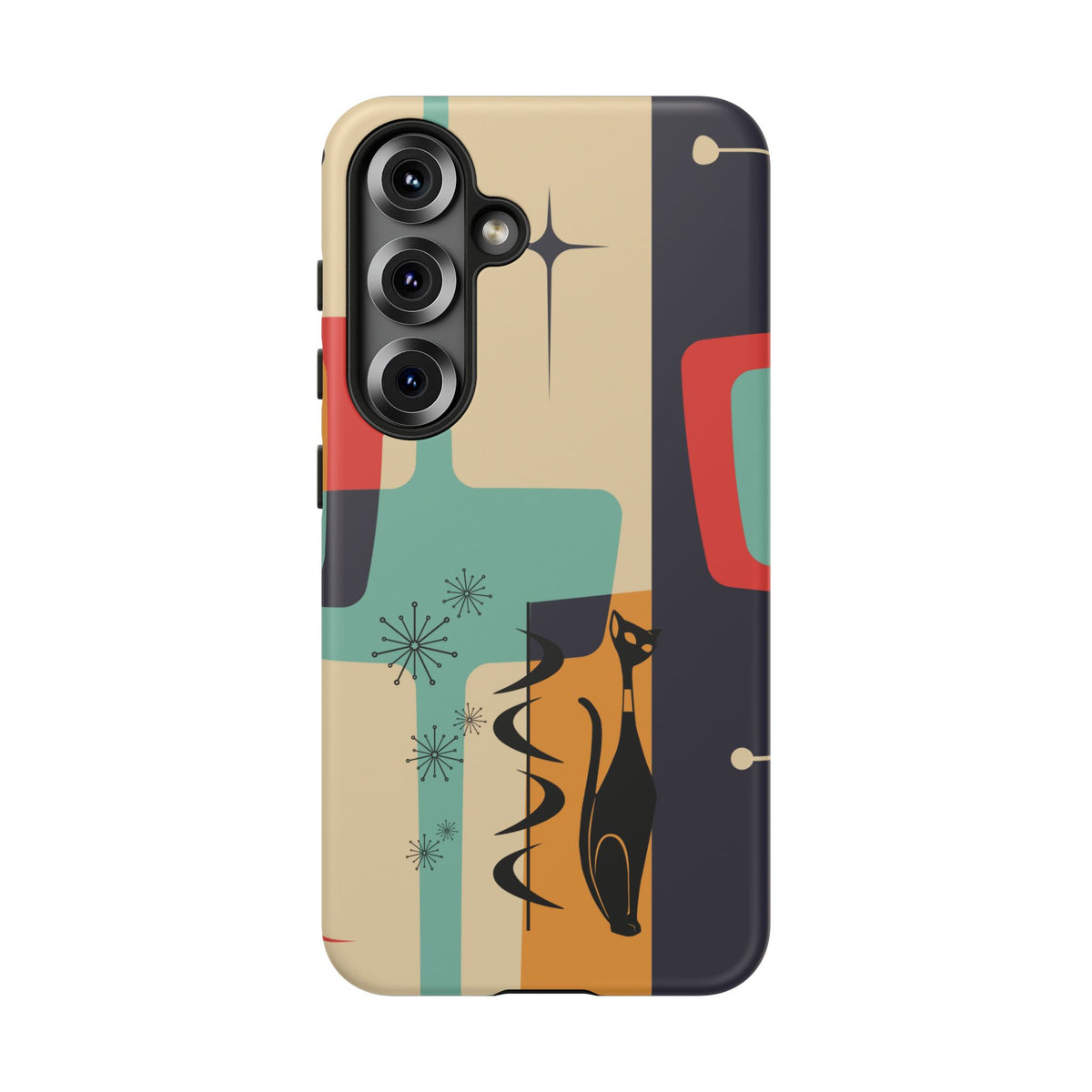 Mid Century Modern, Geometric, Atomic Cat Groovy Smart Phones Tough Phone Cases
