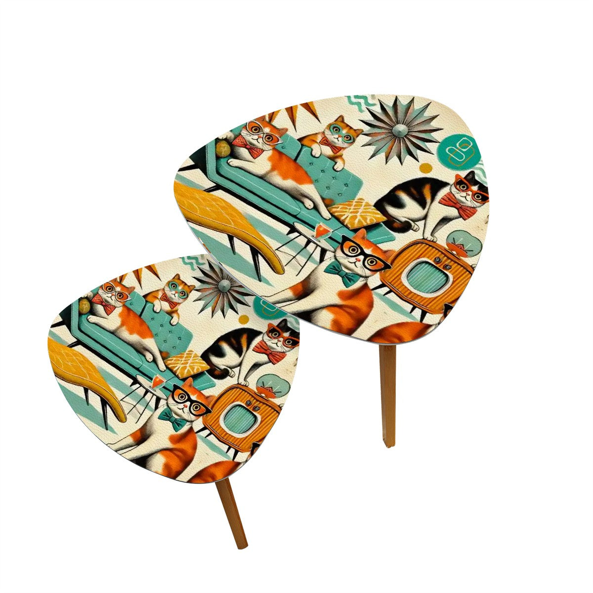 Kitschy Cats, Mid Century Modern Quirky Fun Nesting Tables - Mid Century Modern Gal