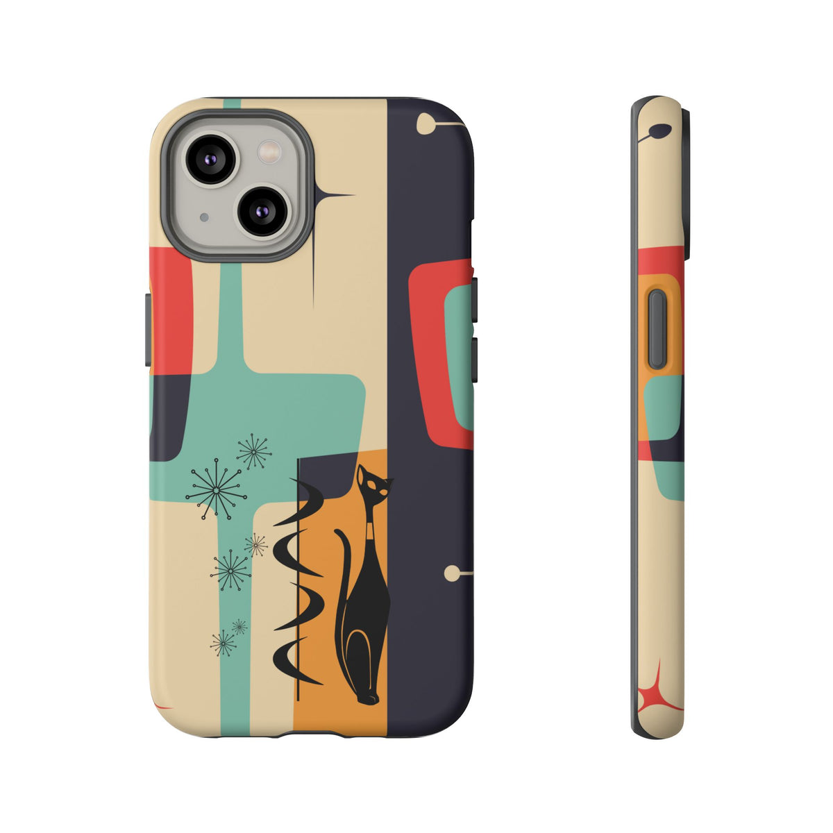 Mid Century Modern, Geometric, Atomic Cat Groovy Smart Phones Tough Phone Cases
